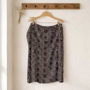 My Michelle Size 14 Geometric Square Print Polyester Midi Skirt